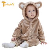 TWINSBELLA Unisex Baby Romper Clothes Winter Cute Bear Animal Overalls for Newborns Girls Fleece Jumpsuit Inverno Onesie - 1sies