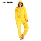 Adult Unicorn Kigurumi Unisex Flannel Zipper Yellow Warbler Cosplay Costume Winter Animal Pajamas Women Cartoon Onesie Jumpsuits - 1sies