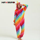 2018 Autumn Red Fish-Scale Unicorn Onesie Cute Animal Pajamas For Women Pijamas Adults Unicornio Kigurumi Cartoon Flannel Pyjama - 1sies