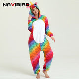 2018 Autumn Red Fish-Scale Unicorn Onesie Cute Animal Pajamas For Women Pijamas Adults Unicornio Kigurumi Cartoon Flannel Pyjama - 1sies