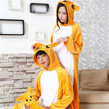 Animal Cartoon Onesie Pajama Women Adult Kangaroo Cosplay Costume Winter Warm Flannel Home Wear Unisex Party Funny Sleepwear - 1sies