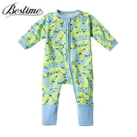 Popular Baby Clothing Infant Boys Girls Bodysuit Long Sleeve Zipper Onesie Spring Autumn Bananas Newborn Clothes - 1sies