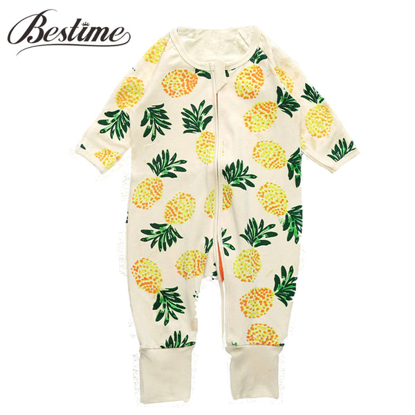 2017 Autumn Baby Clothing Long Sleeve Infant Rompers Boys Girls Pineapple Print Cotton Baby Onesie Zipper Kids Clothes - 1sies