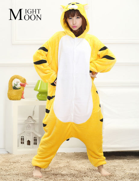 MOONIGHT Tiger Animal Pajamas Unisex Pijama Adult Flannel Pyjamas Women Sleep Tops Costume Onesies Robe - 1sies