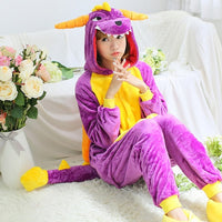 Purple Dragon Animal Pajamas Unisex Adult Pajamas Suits Flannel Pajamas Winter Garment Cartoon Animal Onesies Pyjamas Jumpsuits - 1sies