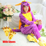 Purple Dragon Animal Pajamas Unisex Adult Pajamas Suits Flannel Pajamas Winter Garment Cartoon Animal Onesies Pyjamas Jumpsuits - 1sies