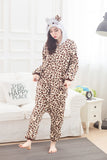Leopard Print KT Cat Animal Pajamas Unisex Adult Pajamas Flannel Pajamas Winter Garment Cartoon Animal Onesies Pyjamas Jumpsuits - 1sies