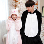 Black Pink Pig Animal Pajamas Unisex Adult Pajamas Flannel Pajamas Winter Garment Cute Cartoon Animal Onesies Pyjamas Jumpsuits - 1sies