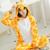 Deer Giraffe Animal Pajamas Unisex Adult Pajamas Flannel Pajamas Winter Garment Cute Cartoon Animal Onesies Pyjamas Jumpsuits - 1sies