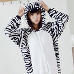 Zebra Animal Pajamas Unisex Adult Pajamas Suits Flannel Pajamas Winter Garment Cute Cartoon Animal Onesies Pyjamas Jumpsuits - 1sies