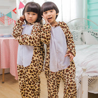 Leopard Print Bear Pajamas Children Kids Boys Girls Pajamas Animal Pajamas Chrismas Flannel Pajama Winter Cartoon Animal Onesies - 1sies