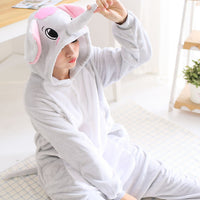 Elephant Animal Pajamas Unisex Adult Pajamas Suits Flannel Pajamas Winter Garment Cute Cartoon Animal Onesies Pyjamas Jumpsuits - 1sies