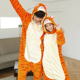 Jumping Tigers Animal Pajamas Unisex Adult Pajamas Suits Flannel Pajamas Winter Garment Cartoon Animal Onesies Pyjamas Jumpsuits - 1sies