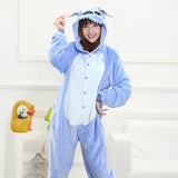 PSEEWE Unicorn Stitch Panda Unisex Flannel Pajamas Adults Anime Cosplay Costume Animal Onesies Sleepwear Hoodie For Women Men - 1sies