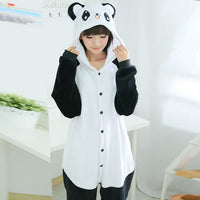 PSEEWE Unicorn Stitch Panda Unisex Flannel Pajamas Adults Anime Cosplay Costume Animal Onesies Sleepwear Hoodie For Women Men - 1sies