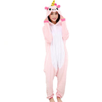 PSEEWE Unicorn Stitch Panda Unisex Flannel Pajamas Adults Anime Cosplay Costume Animal Onesies Sleepwear Hoodie For Women Men - 1sies