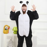 PSEEWE Unicorn Stitch Panda Unisex Flannel Pajamas Adults Anime Cosplay Costume Animal Onesies Sleepwear Hoodie For Women Men - 1sies