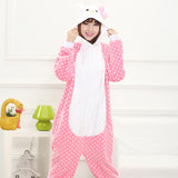 PSEEWE Unicorn Stitch Panda Unisex Flannel Pajamas Adults Anime Cosplay Costume Animal Onesies Sleepwear Hoodie For Women Men - 1sies