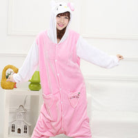 PSEEWE Unicorn Stitch Panda Unisex Flannel Pajamas Adults Anime Cosplay Costume Animal Onesies Sleepwear Hoodie For Women Men - 1sies