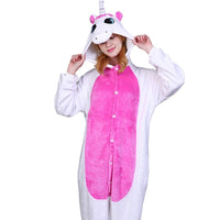 PSEEWE Unicorn Stitch Panda Unisex Flannel Pajamas Adults Anime Cosplay Costume Animal Onesies Sleepwear Hoodie For Women Men - 1sies