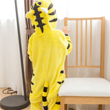 Kids Animal Cosplay Costume Yellow Tiger Pajamas Boys Girls Onesie Winter Warm Sleepwear Kigurumi Party Fancy Flannel - 1sies